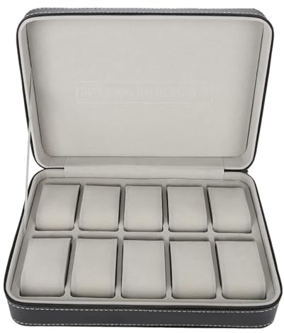 yller Klockbox med 10 fack, klockdisplay förvaringsbox dragkedja resa samlare fodral organiserare bärbar resa dragkedja fodral samlare förvaring smycken