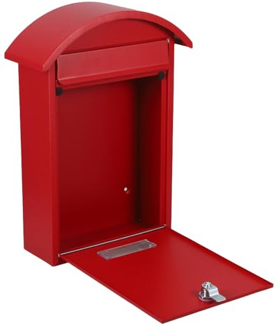 SEWOART Cassetta Postale da Parete Bloccabile Rossa in Ferro Resistente alle Intemperie con Serratura di Sicurezza a Chiave Spazio Ampio per Lettere e Pacchi per Casa e Ufficio