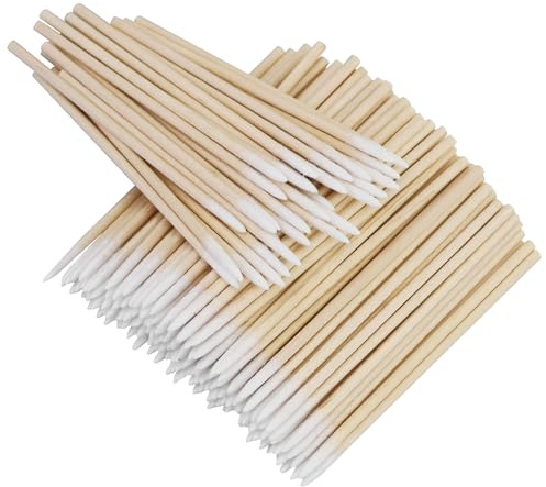 200 bastoncillos de algodón puntiagudos de madera de 7 cm para tatuaje, cejas, belleza, maquillaje, uñas (bambú)