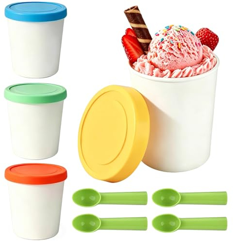 Shyllin Contenitori per Gelato Fatto in Casa,Contenitore ermetico per alimenti,Ciotola Refrigerante per Gelato,Contenitori per Alimenti,Vassoio per Fare Il Gelato,Vaschetta Gelato (Rotondo)