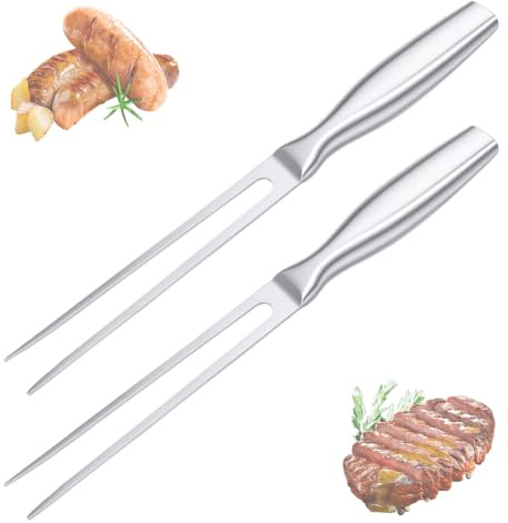 Fleischgabel Edelstahl Grillgabel Tranchiergabel Serviergabel Set, 2 Stück, Sicheres Halten Präzises Tranchieren Einfaches Servieren, Ideal Grill Küche Braten Truthahn