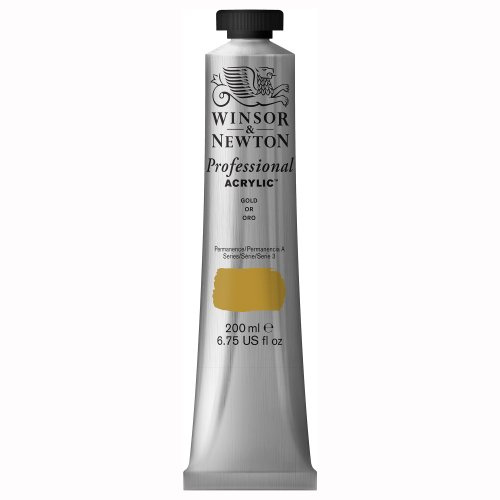 Winsor & Newton 2337283 Professional Acrylfarbe in Künstlerqualität, hohe Farbbrillanz & Deckkraft, Archivqualität, 200ml Tube - Gold