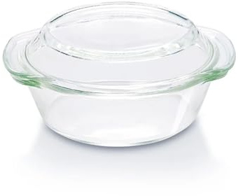 Borosil Glass Casserole Oven And Microwave Safe Serving Bowl with Glass Lid (Transparent, 1L)