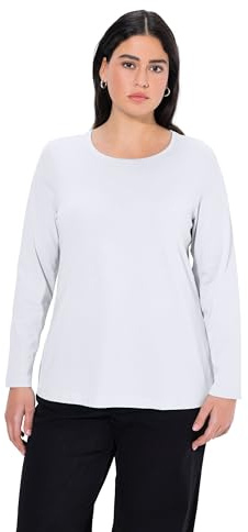 Ulla Popken Basic - Maglia a Maniche Lunghe da Donna Bianco (20). 54