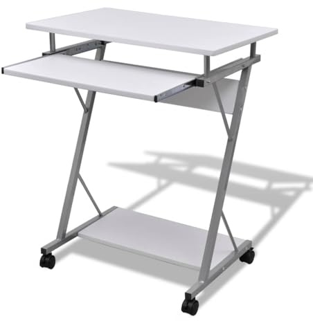 vidaXL Bureau d'ordinateur Compact avec Plateau à Clavier Blanc