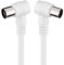 Cable antena TV macho hembra | cable coaxial antena de TV | Cable antena TV 90º acodado compatible televisión, decodificador, tomas de TV | 75 Ohm | Blanco (1.5 metros)