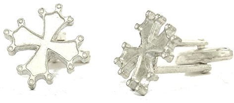 Boutons de Manchette Croix d'Occitane, Faits à la Main, en Etain, Fabrication Française