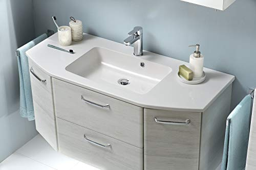 Pelipal - Amora 11 - Badmöbel-Set - 112 cm - 2-teilig Badset mit Mineralmarmor-Waschtisch usw. in Eiche weiß quer NB