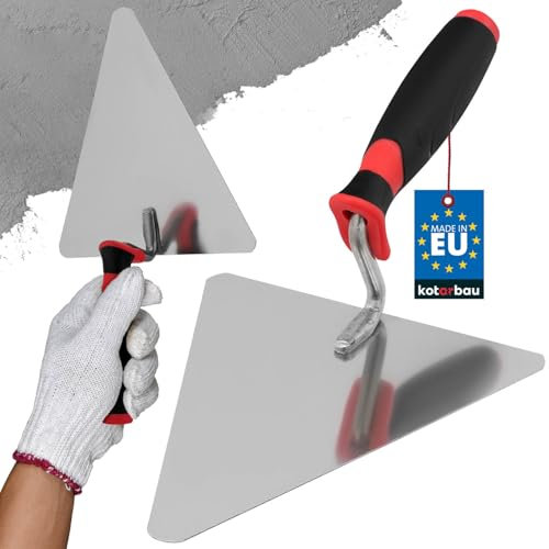 KOTARBAU® Truelle Triangulaire en Acier Inoxydable 180 mm x 118 mm Truelle de maçon avec poignée en Plastique Truelle de stuc Spatule Indispensable pour travaux de maçonnerie