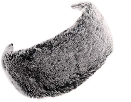 surell - Faux Rex Rabbit Fur Headband Scarf - Two-in-One Winter Fashion Ear Warmer and Infinity Loop Neckwear- Warm Winter Accessory Luxury Headwear - (Black Frost)