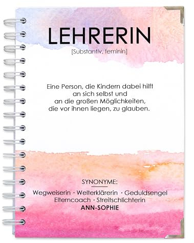 Feenstaub Notizbuch A5 Ringbuch personalisiert Lehrerin, Notizbuch blanko Hardcover, Lehrer Geburtstagsgeschenk, Abschied Grundschullehrerin, Abschiedsgeschenk Lehrerin Schulschluss Grundschule