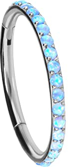 PIERCINGLINE Titan Segmentring Clicker | SYNTHETISCHE OPALE | Piercing Ring Nase Septum Ohr Helix | Farb und Größenauswahl