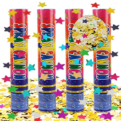 Hillylolly Spara Coriandoli - Set 4 Tubi Cannone per Compleanno, Matrimonio e Laurea