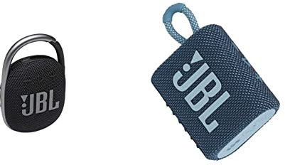 JBL CLIP 4 Speaker Bluetooth Portatile, Cassa Altoparlante Wireless con Moschettone Integrato, Nero & GO 3 Speaker Bluetooth Portatile, Cassa Altoparlante Wireless con Design Compatto, Blu