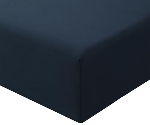RUIKASI Spannbettlaken 140x200cm Blau Bettlaken - Oeko Tex Spannbetttuch 140x200 Bettbezug, Mikrofaser Betttuch Bett Laken Bezug 140 x 200 Marine 40 cm Tiefe Tasche, Bed Fitted Sheet Bedsheet