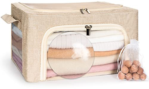 22L Cashmere Sweater Storage Bag with Natural Cedar Balls | BREATHABLE Cashmere Storage Bag Friendly for Knitwear Merino Wool/Knit Sweater for Closet Shelf Wool Clothes Garment Organizer Pouch