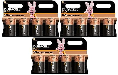 12 x Duracell D Plus LR20 MN1300 Alkaline (3 Blistercard a 4 Batterien) 12 Batterien