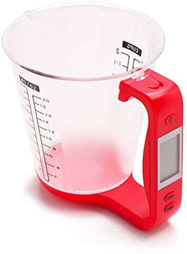 Elektronisk skala, Mätkopp Kökskalor Digital Bägare Libra Elektronisk verktygsskala med LCD-skärm Temperaturmätningskoppar (Color : Rosso)