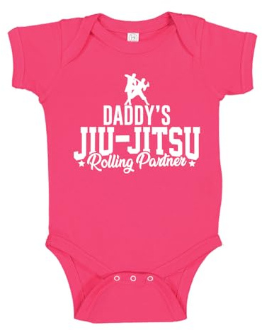 The Shirt Den Daddy's Jiu Jitsu Rolling Partner Baby One Piece Bodysuit 6 mo Cyber Pink