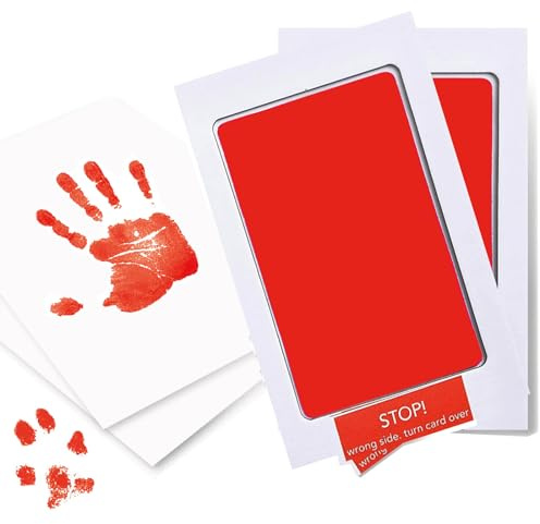 ieron 2 st Clean Touch Ink Pad för baby Handavtryck och fotavtryck Olika storlekar Kit Pet Paw Print Kit Bläckfri hand- och fotstämpellera (röd)