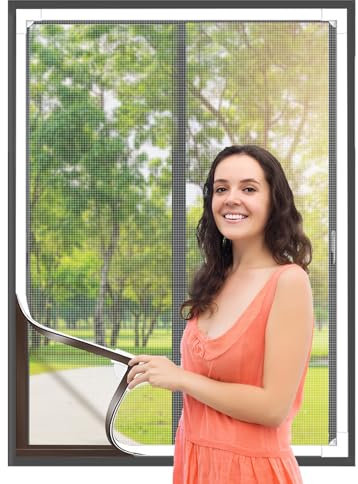 Flintronic Fliegengitter Fenster Magnet, 150 x 180 cm Flexibler Insektenschutz Magnetfenster, mit Umlaufendem Selbstklebendem Magnetstreifen, Fliegenschutz Moskitonetz ohne Bohren (Weiß)