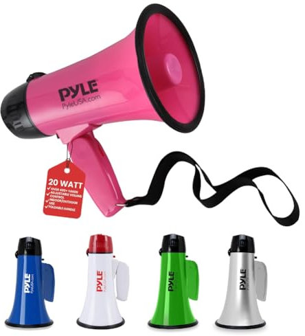 GK SOUND KIT Set FÜR Pyle PMP24PK 1 rosa Megaphon 20 Watt max bis zu 350 Meter mit eingebauter Sirene für den Innen- und Außenbereich, 1 Stück