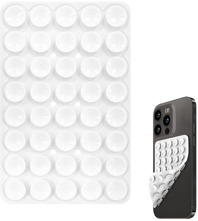 Seltureone 40 Grain Double Sided Silicone Suction Cup | Phone Suction Pad with Strong Adhesion, Silicone Grip for Selfies & Videos, Hands-Free Accessories for Phone Case - White