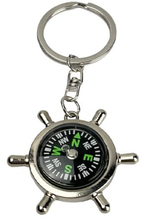 Portachiavi Timone Capitano con Bussola - Portachiavi Volante da Barca con Bussola Reale Integrata - Accessorio per gli amanti delle Barche, Capitani, Avventurieri, Marinai... - Unisex Uomo e Donna,