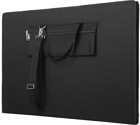 Le'arte Artcase Slim DIN A2 – Harte Künstlermappe, Zeichenmappe A2, Dokumententasche, 67 x 46 x 4 cm, Kunst-Transportmappe, Wasserdicht, Großformat, Hardcover (Black)