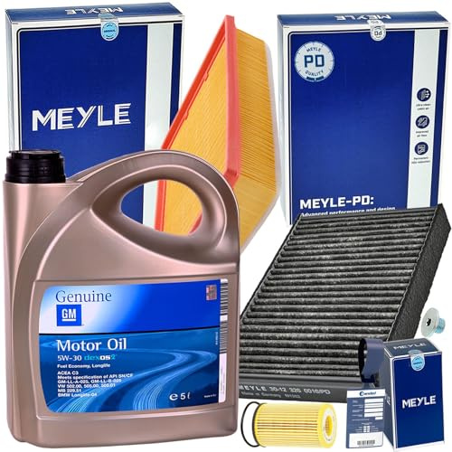 Meyle Filterset Paket 5W30 Öl | 6123260016/PD+6143220010+2123210001 Dexos 2 Kompatibel mit Corsa D (S07),Corsa D Kasten/schrägheck (S07),Corsa E (X15),Corsa