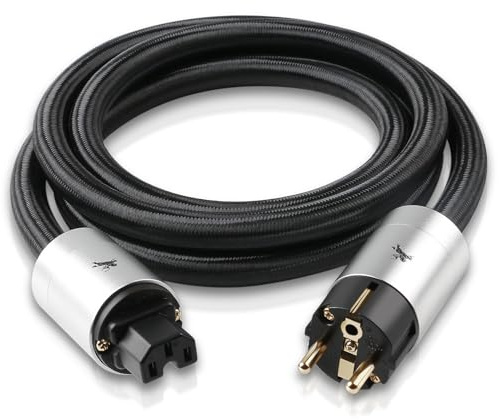Impeto High End Netzkabel, Audiophile HiFi Stromkabel OFC Schuko-Stecker-auf-Buchse-Stromkabel EU-Stecker für DVD/Verstärker/Decoder/Subwoofer/AMP -1M