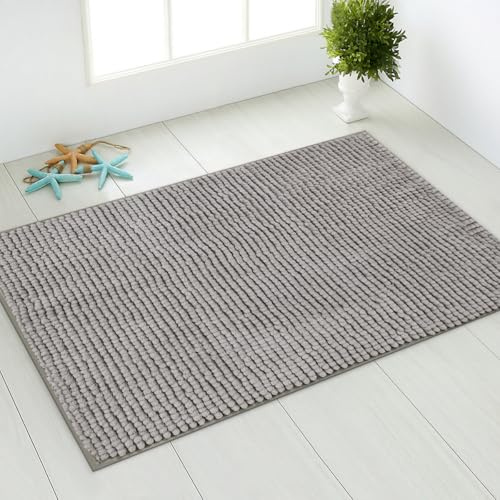 KYYGKY Tappeto Bagno Assorbente Tappetino Bagno Tappeto Doccia Assorbente Tappeto per Bagno Tappetino Bagno Antiscivolo Tappeto Grigio Tappeto Pelo Lungo 50 x 80cm/19.69 x31.5inch Tappetini per WC