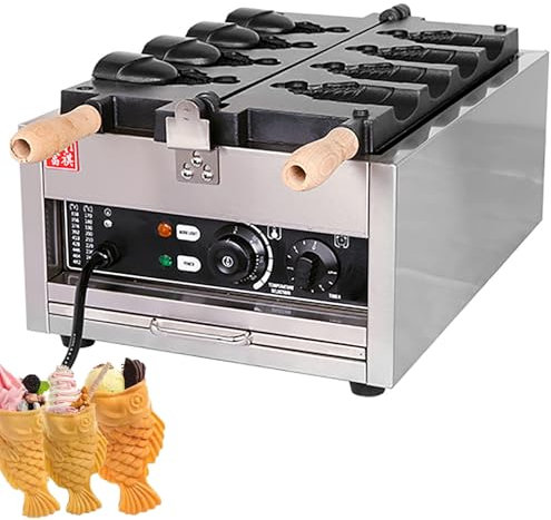 Dfdieratve Máquina Comercial para Hacer Gofres con Forma de Pez Taiyaki, con Revestimiento Antiadherente, de Acero Inoxidable con Giro de 180°, para Preparar Muffins y Bocadillos,Style2