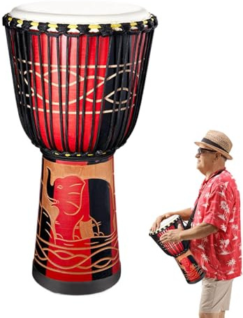 African Drum – Bongo-Trommeln, Handtrommel, Kinder-Bongo-Trommeln, 20,3 cm, afrikanisch inspiriertes, mehrfarbiges Handmusikinstrument, Percussion-Instrumente, künstlerische Musikdekoration für