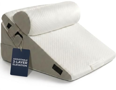 10-in-1 Adjustable Design 3PCS Wedge Pillow for Sleep Apnea, Wedge Pillow for Acid Reflux Relief, Orthopedic Headboard Bed Wedge Pillow for Sleeping, Neck & Back Support for Snoring and Reading
