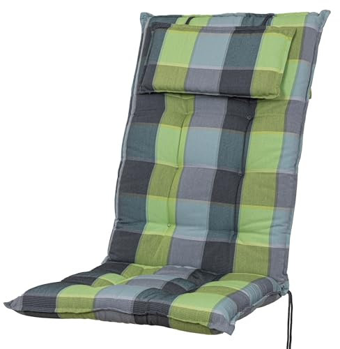 Sun Garden Auflage Hochlehner Inco 10475-240 grau-grün kariert 120x50x7,5 cm