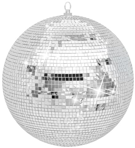 Masiunoz 20 Inch Disco Ball with Hanging Ring - Large Silver Mirror Ball