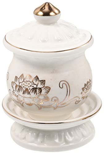 WATIIFUFU Tazza Cerimoniale Buddista Porcellana con Design Coppa per Offerte Sacre Accessorio per Cerimonie Orientali Contenitore per Santa per Appassionati Culture Asiatiche