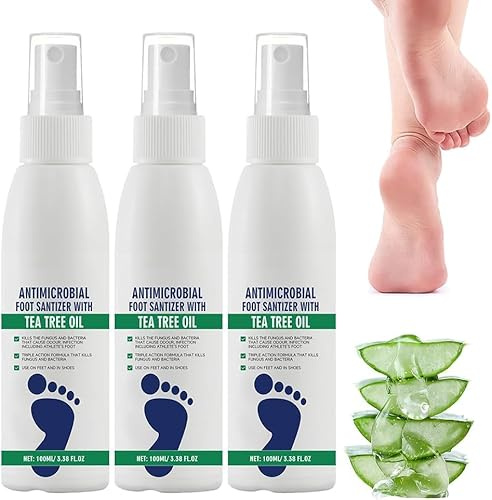 Spray igienizzante per piedi con olio di tea tree, antiodore, idratante delicato per piedi secchi, liquido per piedi maleodoranti, anti-sudore per atleti