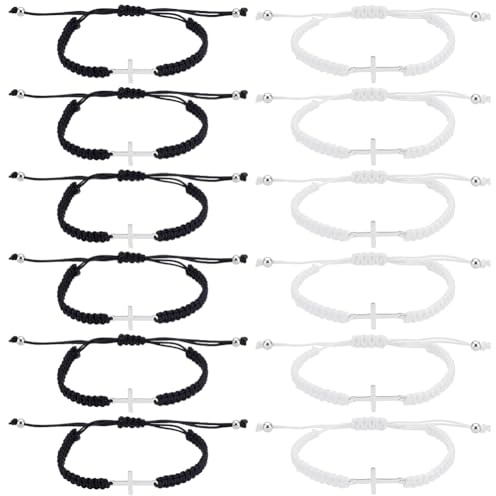 UNICRAFTALE Justerbart kors vänskapsarmband flätat kristet nylonrep armband matchande för kvinnor män påskgåvor dop alla hjärtans dag, Metall