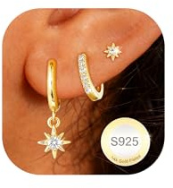 AVOTTO 3 Paires Boucles D'oreilles femme Argent Hypoallergénique Boucle d oreille Femme or Argent Huggie Clou Creoles D'oreille Piercings