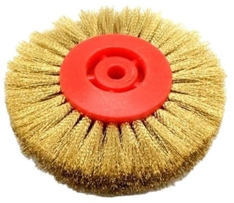 Cepillo de alambre de cobre, diámetro 78 mm, rueda redonda, amoladora de banco, herramienta abrasiva for pulir y limpiar polvo, 1 pieza(Red)
