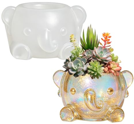 3D Elephant Shape Resin Mold Concrete Mould Cement Planter Clay Molds for DIY Makeup Plant Pot Storage Decoration Ornament Craft Epoxy (Flower Pot)
