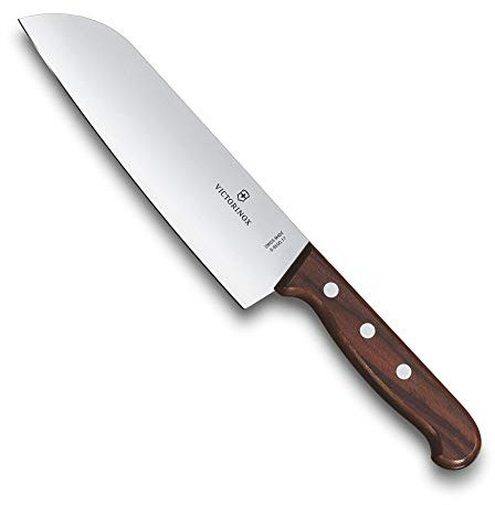 Victorinox Wood, Profi Santokumesser, Extra Scharfe Klinge, gerader Schliff, 17 cm, Edler Holzgriff, Rostfreier Stahl, braun