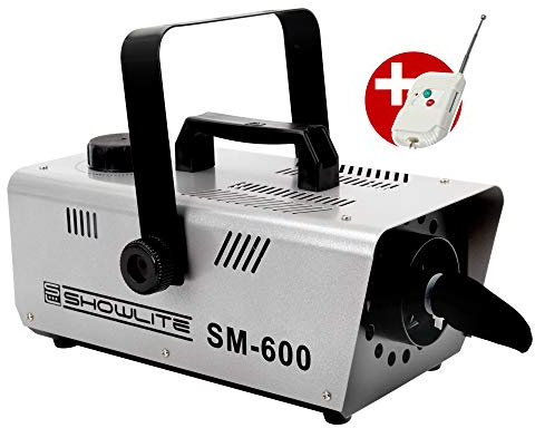 Showlite SM-600 Schneemaschine 600W inkl. Fernbedienung, Leistung: 600 Watt | Diskotheken oder Partykeller, Ausstoßweite: ca. 3, Keine Aufwärmzeit, Tankinhalt: 1 l, Funkfernbedienung (Reichweite 10 m)