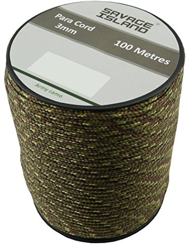 Savage Island 100 m spole paracord 3 mm för camping utomhus hantverk trädgårdsmästare Survival Arrmy hemmafixer Bivak hängmatta tält mörtlina alllina för alla ändamål