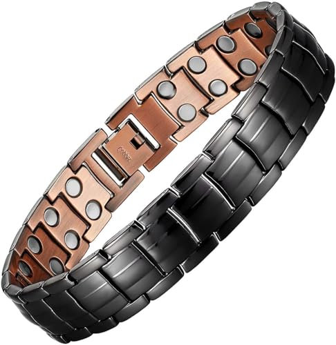 MagEnergy Magnetische Kupfer Armband für Männer, 99,99%Pure Copper Magnetische Therapie Armband mit Ultra Strength Magneten, 9.0''Adjustable Armband mit Sizing Tool Schmuck Geschenk