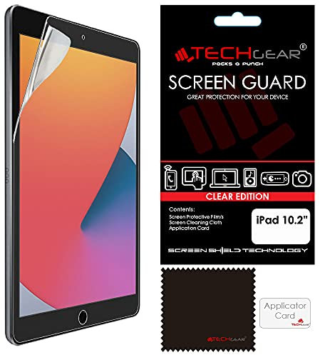 Techgear - Pellicola salvaschermo trasparente per iPad 7 da 10,2, progettata per Apple iPad 7° generazione 2019