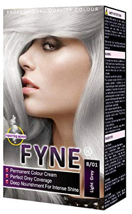 FYNE Coloration permanente gris clair pour femme - Crème de coloration capillaire à domicile avec après-shampoing intégré - Doux, durable, facile à utiliser, convient à tous les types de cheveux -