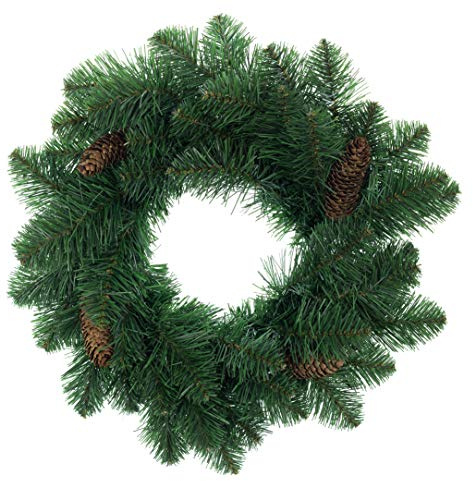 DecoKing Weihnachtskranz Adventskranz Weihnachtsdeko Türkranz Tischkranz aus Kunststoff Weihnachten Dekoration 50 cm Kiefer Pola mit Zapfen